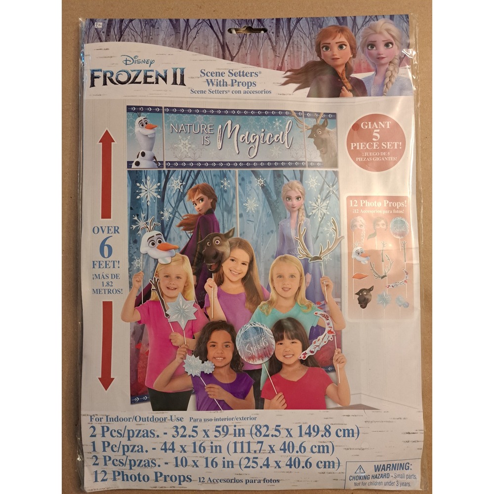 Disney Frozen II Scene Setters With Props 5pc Wall Decor 12 Photo Props 6ft Tall